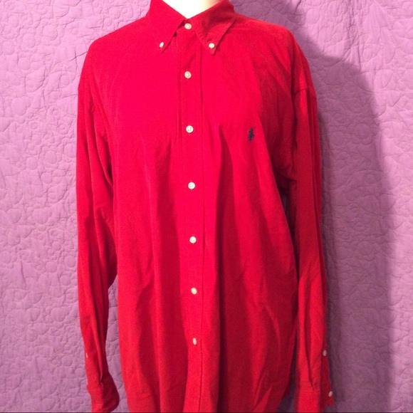 ralph lauren red button down shirt